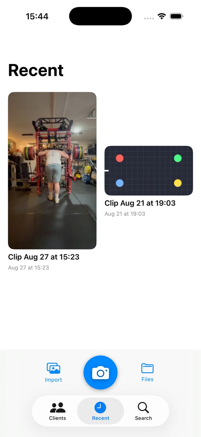 The Recent tab listing saved clips with their thumbnails.